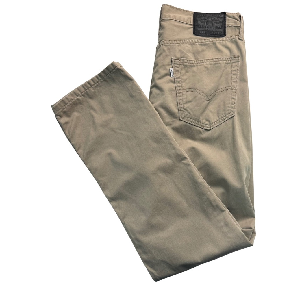 Levis 514 Straight Fit Khaki Pants Mens 32x34 Tan Cotton Twill Chinos